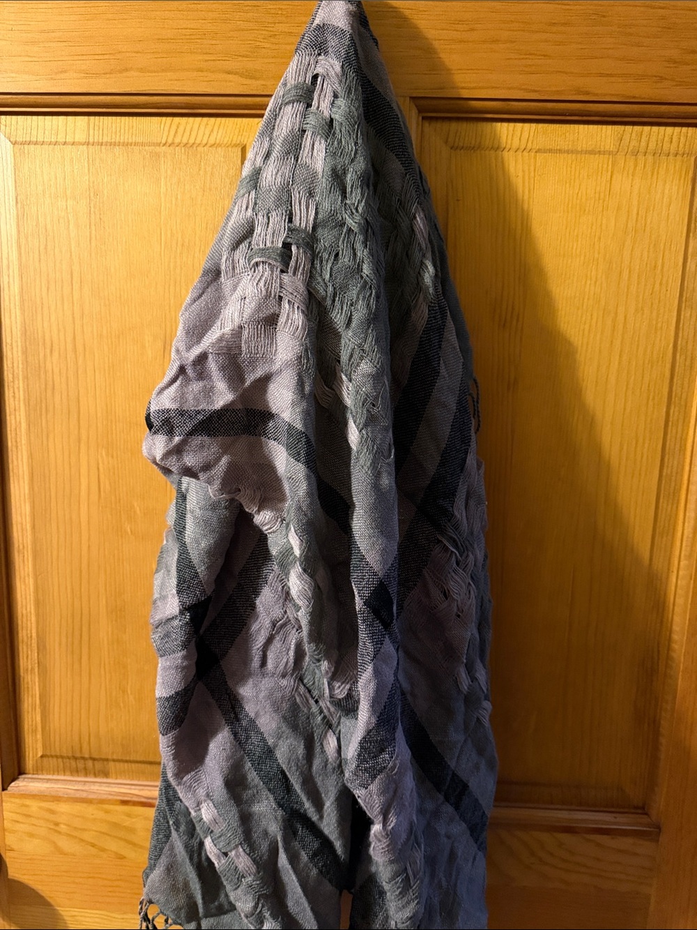 Simply Vera Vera Wang Gray Plaid Woven Scarf